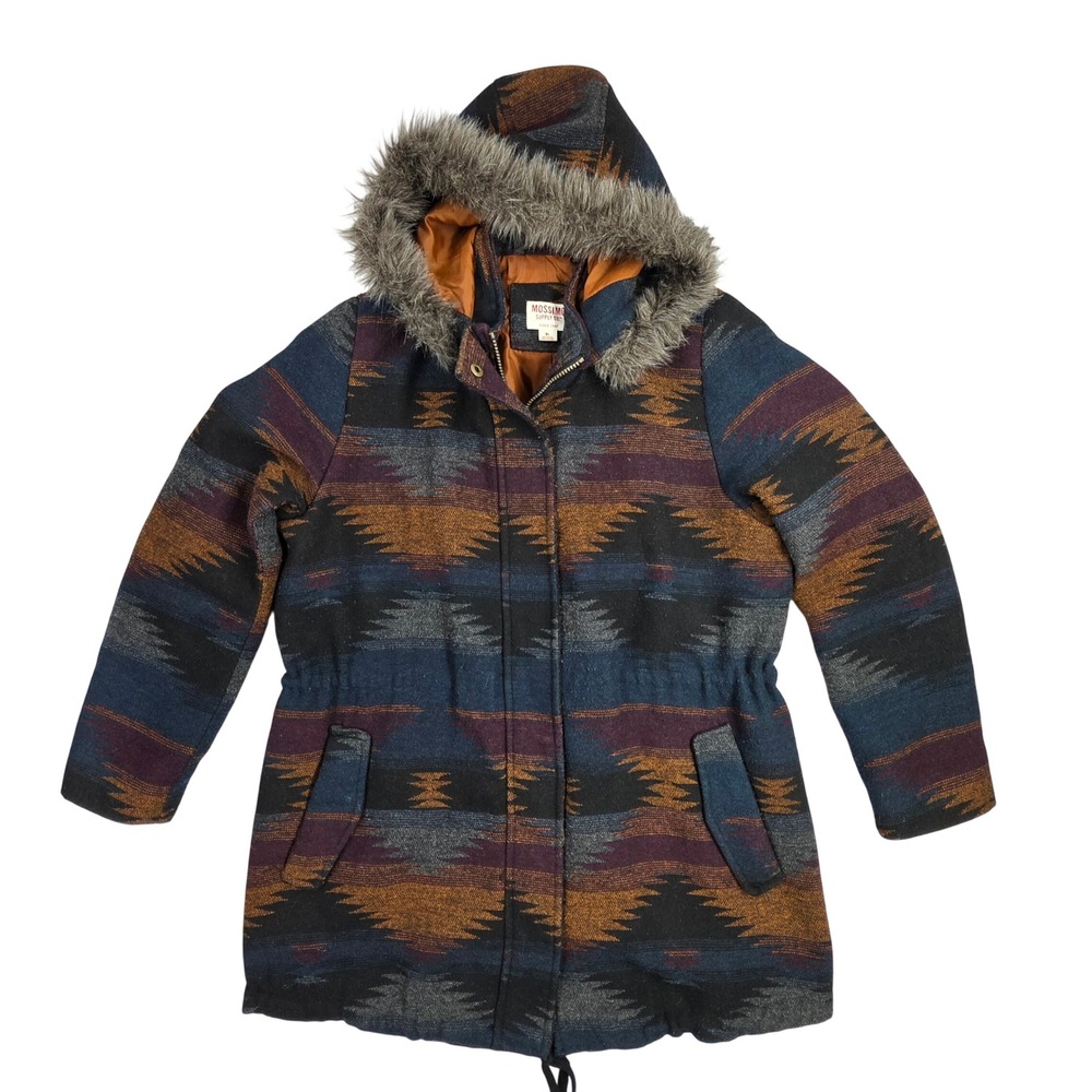 Mossimo Supply Co Womens XL Southwestern Parka Hooded Faux Fur Trim Jacket
